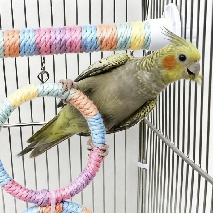 Bird Parrots Toy Chewable Hanging Cage Climbing Ladder with Natural Wood Parrots Suspension Bridge Swing Toy Supply