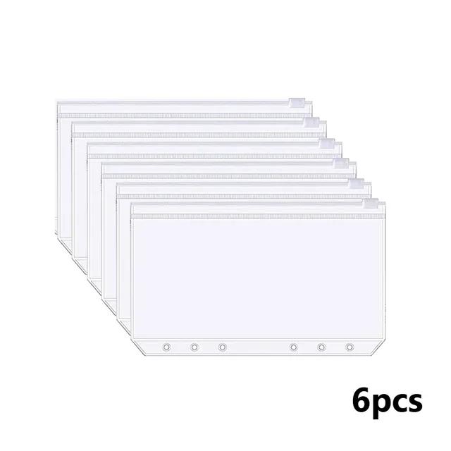 

Binder Pockets A6 6-Hole Zipper Binder Pockets Waterproof Pvc Cash Budget Envelopes Loose Leaf Bag For Binder Notebook Planner