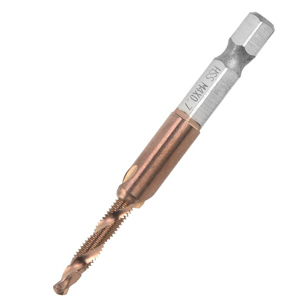 High Speed Steel 6.35mm Hex Shank Tap Drill Bit Compound Tap for Internal Chip Removal (M3)