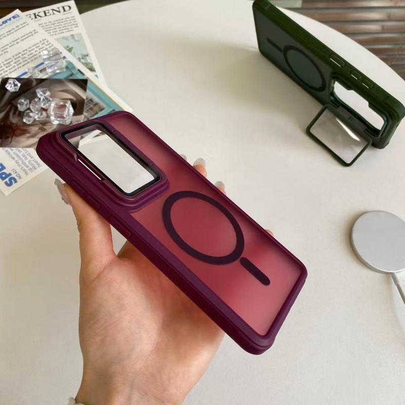 Luxury Translucent Armor Camera Flip Phone Case For Samsung Galaxy Case For Samsung S26 S25 S24 S23 Plus Ultra FE Magnetic Cover