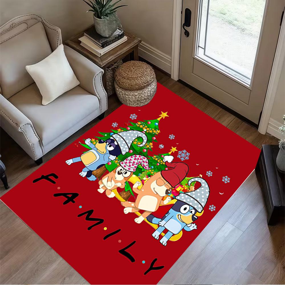 Bluey Family Harmony Floor Mat Suitable for Balcony Outdoor Dormitory Study Room Antislip Carpet Anime Office Decor Wedding Party Gift