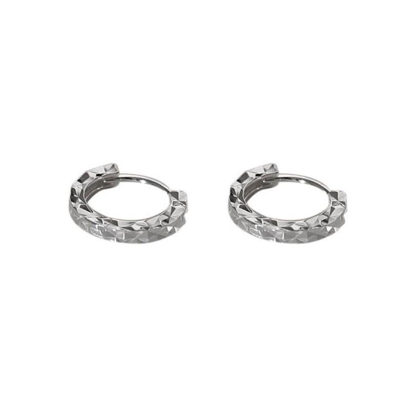S999 Sterling Silver Carved Ear Studs: Sparkling, Simple Luxury Hoops for Women, Sweet & Cool Style Pure Silver Earrings