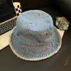 Denim Embellished Floral Fishing Hat For Comfortable Spring Wear Everyone For