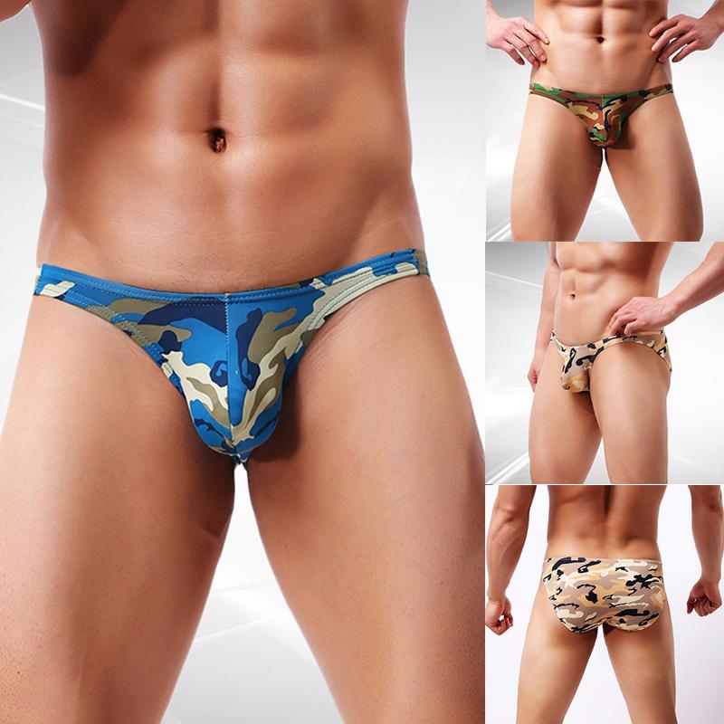

Мода Мужчины Трусы Камуфляж Принт Нижнее белье Сексуальное Белье Мужское стринги