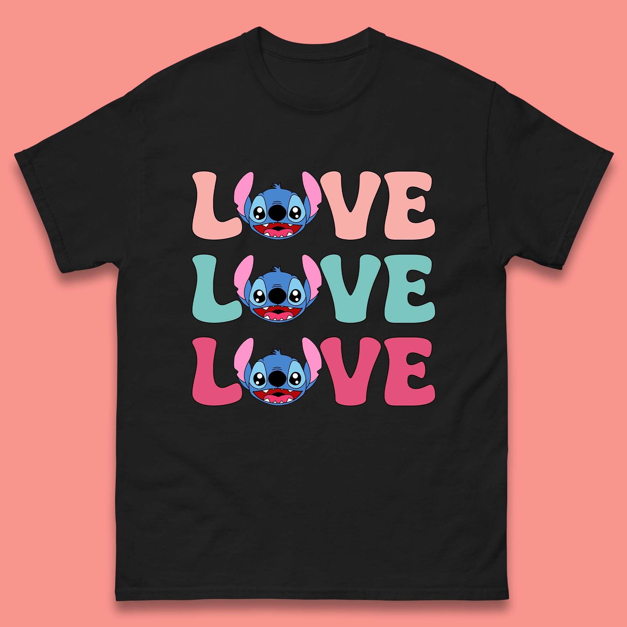 Stitch Love Valentines Mens T-Shirt Womens Tops Tees XL
