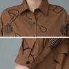 Women 3/4 Sleeve Loose Short Coats Spring Autumn All-matched Casual Cotton Print Single Breasted Jackets