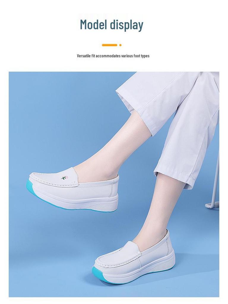 Spot Nurse Women's Genuine Leather Non-Slip Breathable Soft Sole Hospital Work Shoes - Comfortable & Stylish for Outdoor Wear