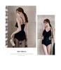 2025 Korean Style Women's One-Piece Swimsuit - Slimming, Conservative, Belly-Concealing, Small Chest Support, Sexy Solid Color Design