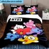 3PCS K-pop Cartoon Friends 3pcs Bedding,Including 3PCS Duvet Cover And 2pcs Pillowcases Perfect for Christmas,Ideal for Bedroom, Dormitory
