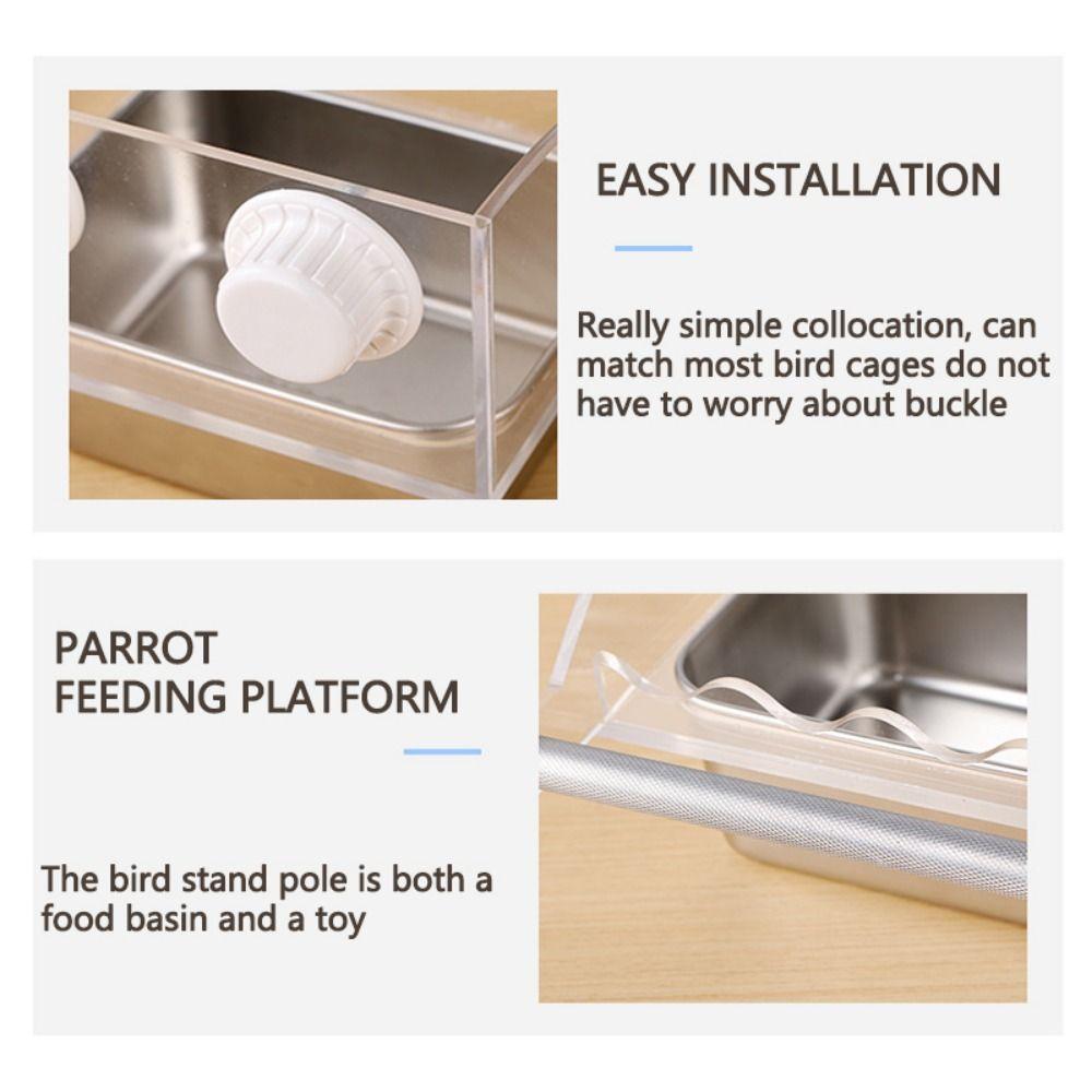 Spillproof Hanging Feeding Station Detachable Clear Feeding Bowl Cage Bird Feeder  Cage Accessories