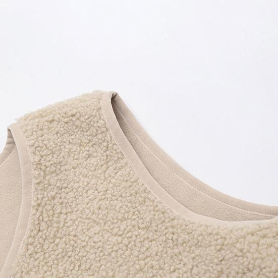 Fuzzy Sherpa Fleece Vest for Women Warm Sleeveless Jacket Cozy Full Zip Waistcoat with Pockets Fall Winnter Outerwear