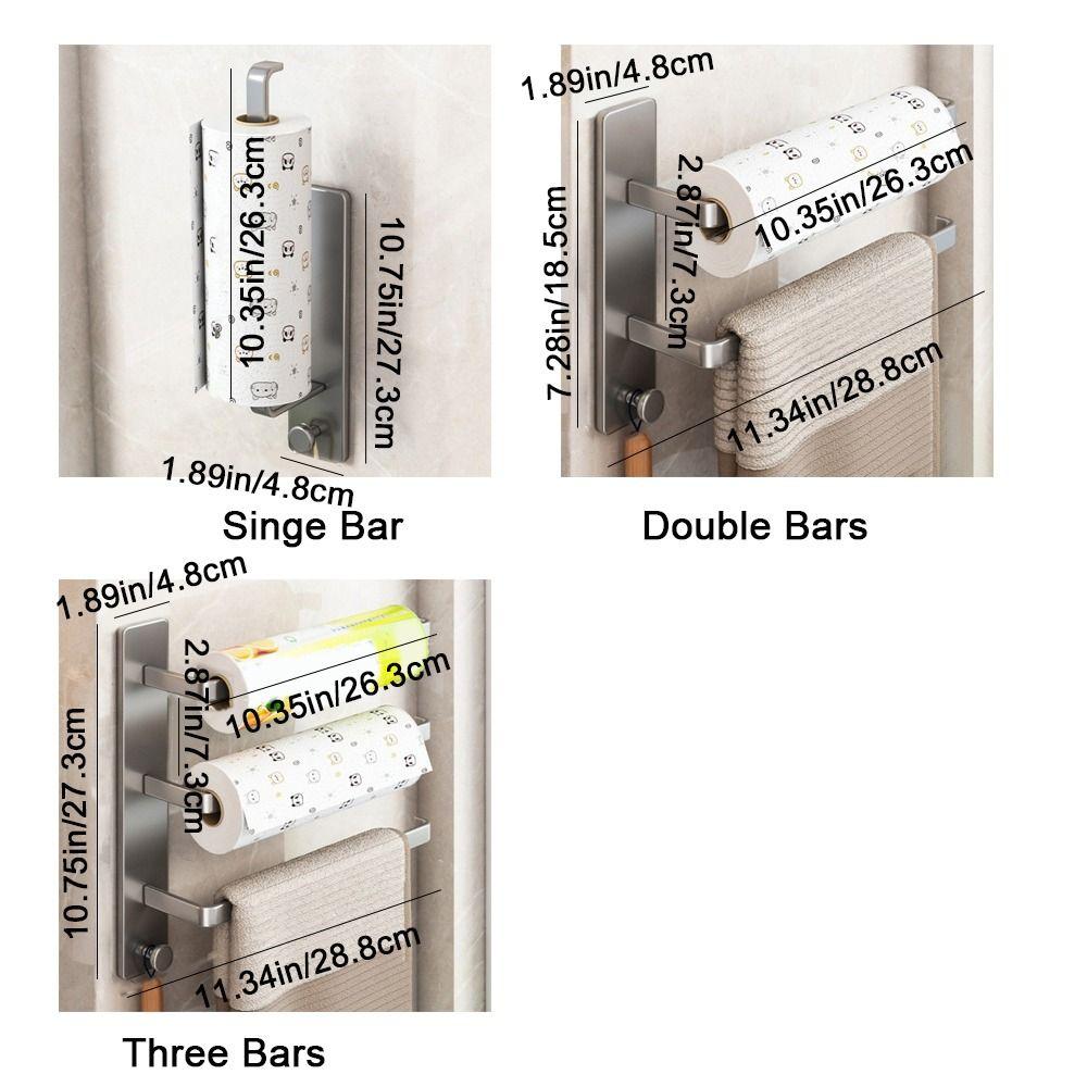 Wall Mounted Paper Towel Holder Carbon Steel Cling Film Storage Rack Roll Paper Dispenser  Bathroom