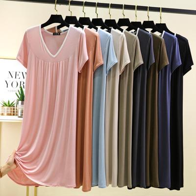 Mărime Mare M Până la 6XL Modal Decolteu în V Rochie de Dormit Vară Femei Largă Îmbrăcăminte de Casă Rochie Culoare Solidă Casual Lungă Rochie de Noapte Confort Îmbrăcăminte de Casă
