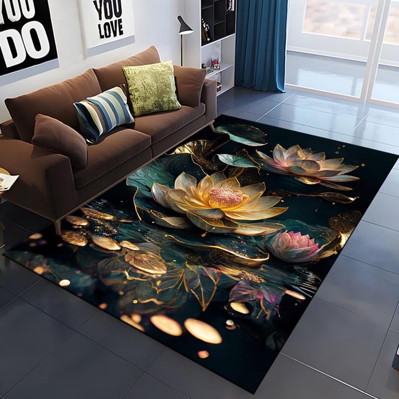 Lotus Flower Carpet for Living Room Home Decoration Sofa Table Big Area Rugs Bathroom Non-slip Floor Mats Bedroom Bedside Carpet