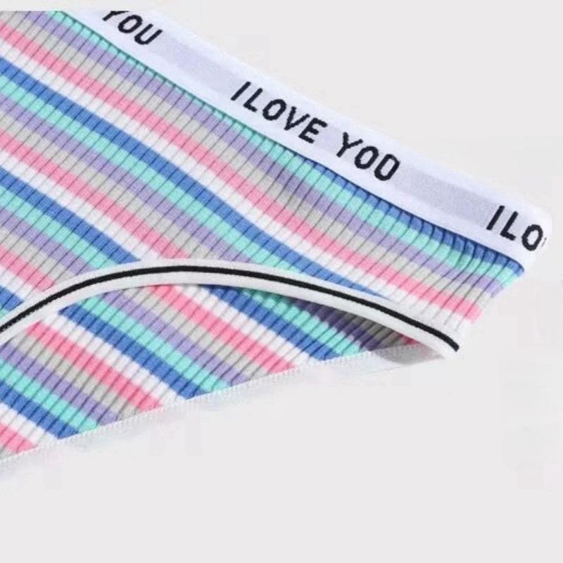 Comfortable Panty for Woman Colorful Stripes Cotton Underwear Sexy Breathable Briefs Girl Brazilian Underpants