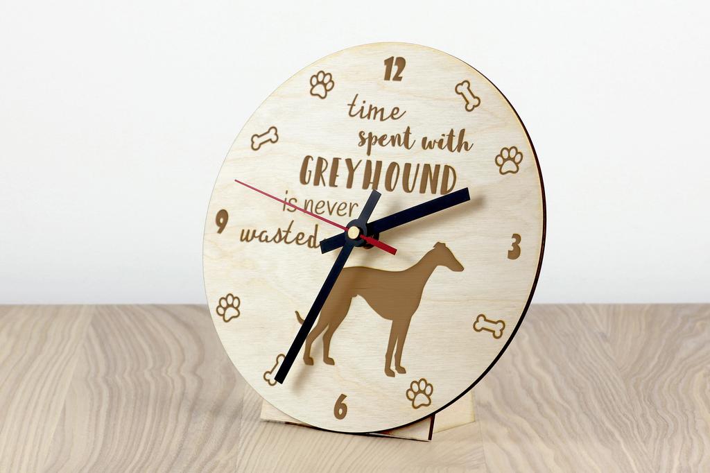 Greyhound, English Greyhound - clock with dog, wooden clock with engraving, personalised clock by Art-Dog