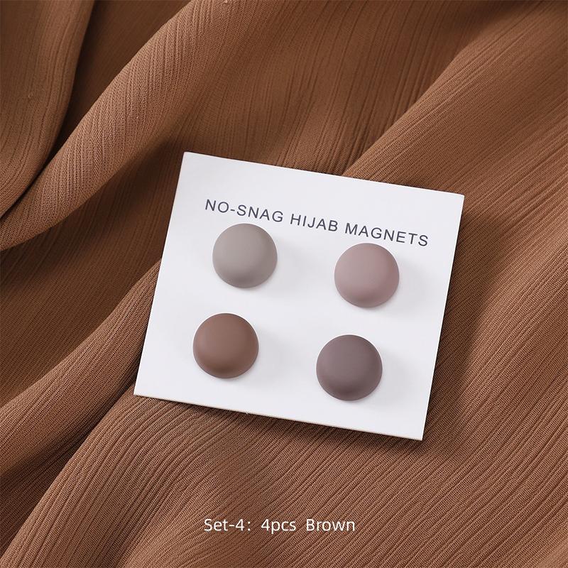 4Pairs / Card Matte Magnet Hijab Pins for Muslim Ramadan Headscarf Women Shawl Strong Magnetic Button Headscarf Magnetic Brooch