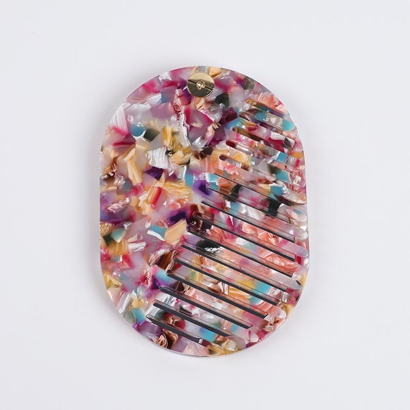 Cute Girl Portable Massage Environmentally Friendly Anti-static Acetic Acid Comb Folding Mirror Scalp