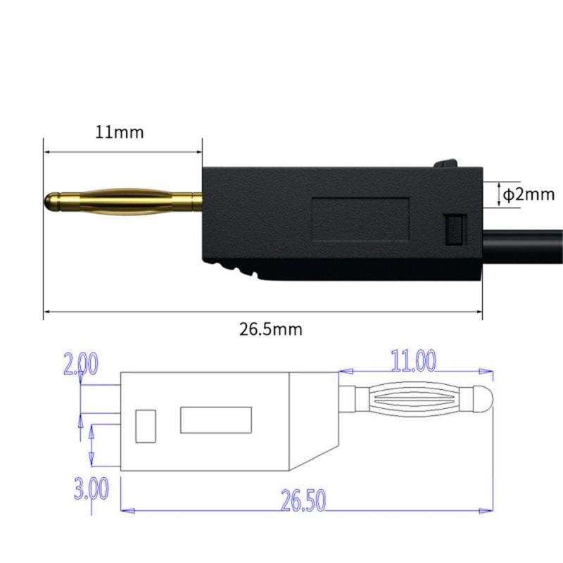 Gold Plate Banana Plugs Test Leads with 2mm Layer Lift Corrosion Resist for High Current 10amp 600V Electrical Testing