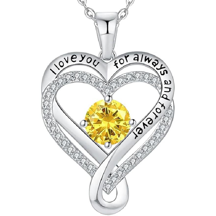 Schmuck für Frauen Ehefrau Unendlichkeit Herz Geburtsstein Ich Liebe Dich Halskette S925 Jubiläum Frauen Halsketten Geschenk für Freundin Mutter Tochter Sterling