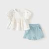 David Bella Girls' Shorts Set Baby Short-Sleeved Tops and Pants Stylish Summer Clothes Girls New Children's Clothing