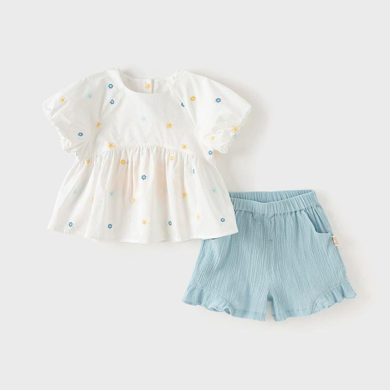 David Bella Girls' Shorts Set Baby Short-Sleeved Tops and Pants Stylish Summer Clothes Girls New Children's Clothing