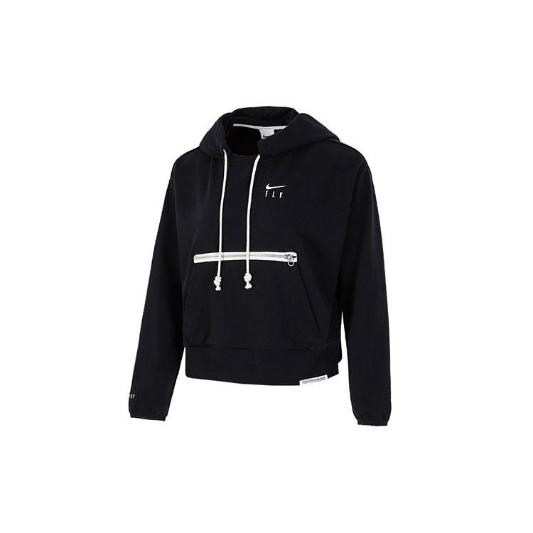 (WMNS) Nike Embroidered Logo Big Pocket Short Sports Hoodie Black Women s DA6484-010 XL