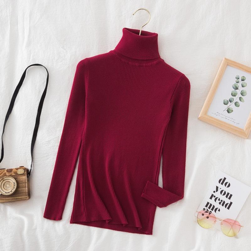Fashion Turtleneck Long Sleeve Pullover Knitted Women Sweater Spring Autumn Thin Slim Fit Loose Simple Tops Sweaters Korean Version Bottoming Top