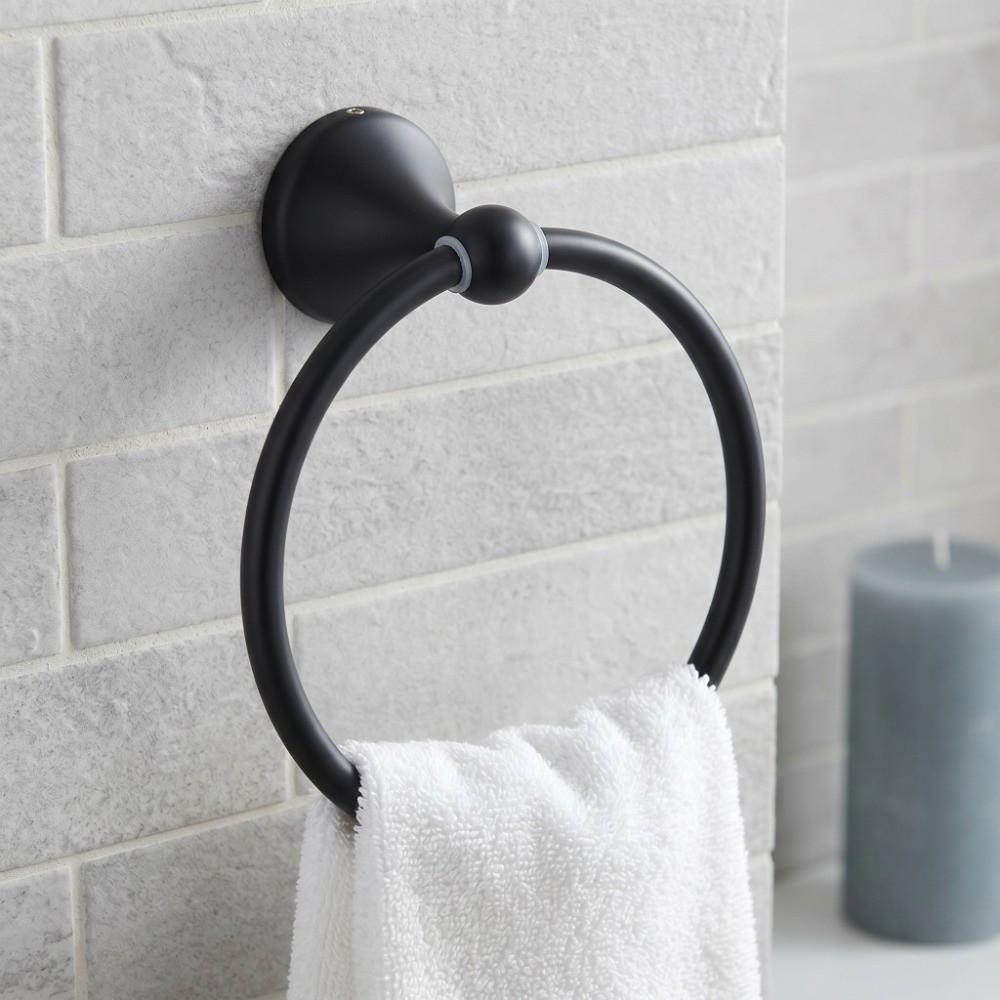 Black Towel Ring Stainless Steel Towel Rack Hand Towel Holder Bathroom Kitchen Washroom