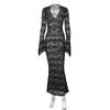 Heißverkauf Sexy Spitze Tiefes V-Ausschnitt Langes Ärmel Schlanke Passform Street Style Kleid