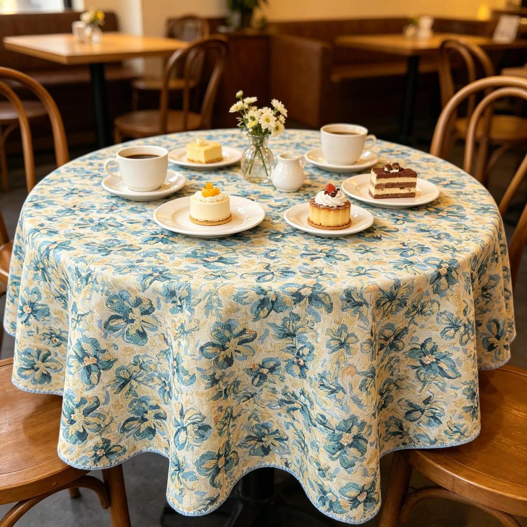 Kitchen Dining Home Ornament All Purpose Cotton Small Round Fabric Tablecloth