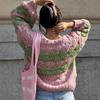 Women‘s Jacquard Knit Cardigan - Color Block Oversized Open Front Sweater for Fall Winter