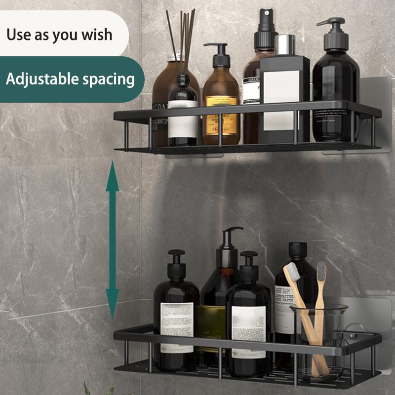 1-3 Piece Bathroom Shelves Drill-Free Shower Organizer Shelf Bathroom Toilet Space Aluminum Corner Shelf Bathroom Accessories