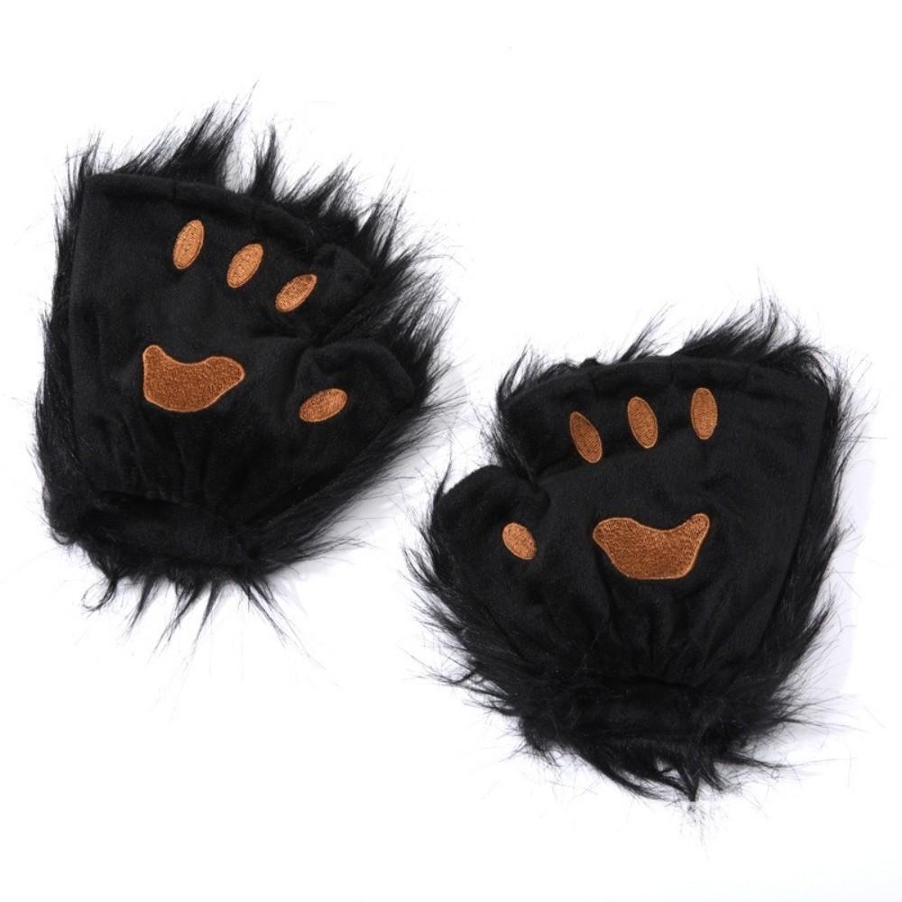 Polyester Bärenpfoten Handschuhe Halbfinger Katzenpfoten Fäustlinge Raubtierkralle Halloween Handschuhe Cosplay