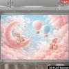 2D Neutral Bear & Moon Backdrop with Balloons Gender Reveal & Baby Party Background