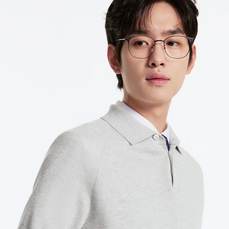 Joeone Men's Turn-Down Collar Wool Blend Sweater