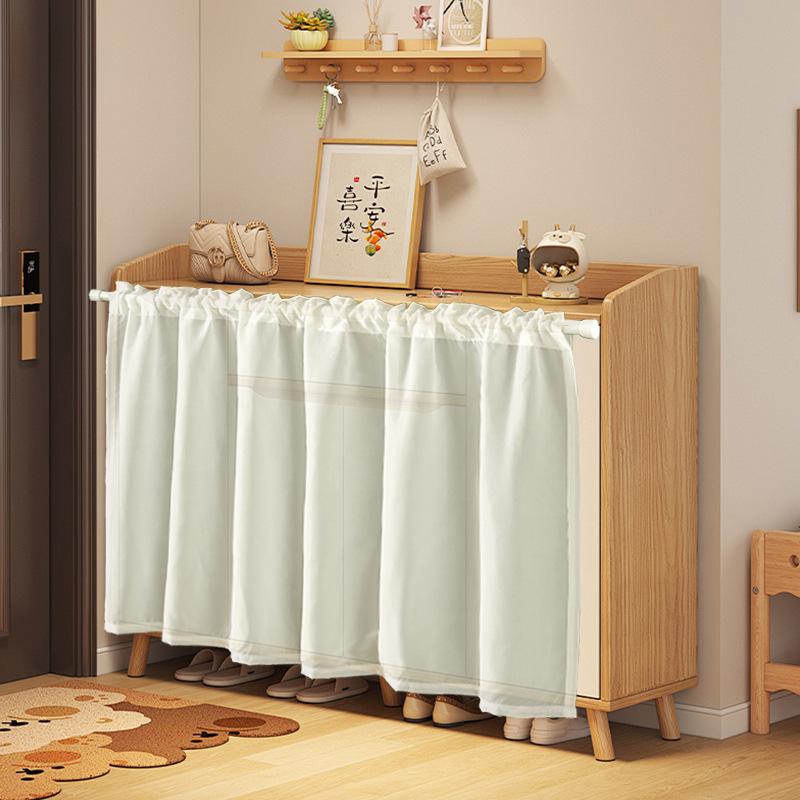 White Chiffon Waterproof Half Curtain Short Kitchen Cabinet Sundry Shade Partition Curtain Dining Table Table Skirt