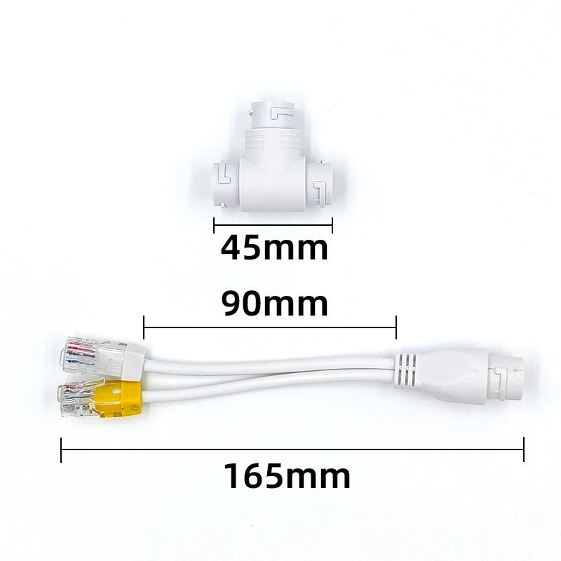 2 In 1 POE Splitter Adapter 3 Way RJ45 Connector Durable Stable Transmission for CCTV IP Camera Security Monitoring System