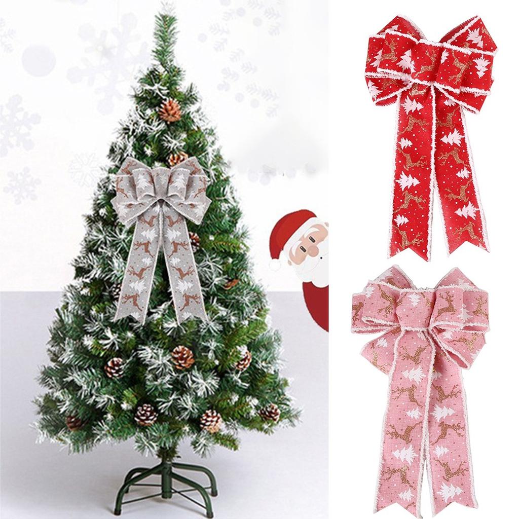 Große Schleifen Weihnachts-Schleife Dekorationen 2025 Weihnachtsbaum Hängeanhänger Ornamente Für Zuhause Garten Stuhl Feiertagsdeko 41x24cm