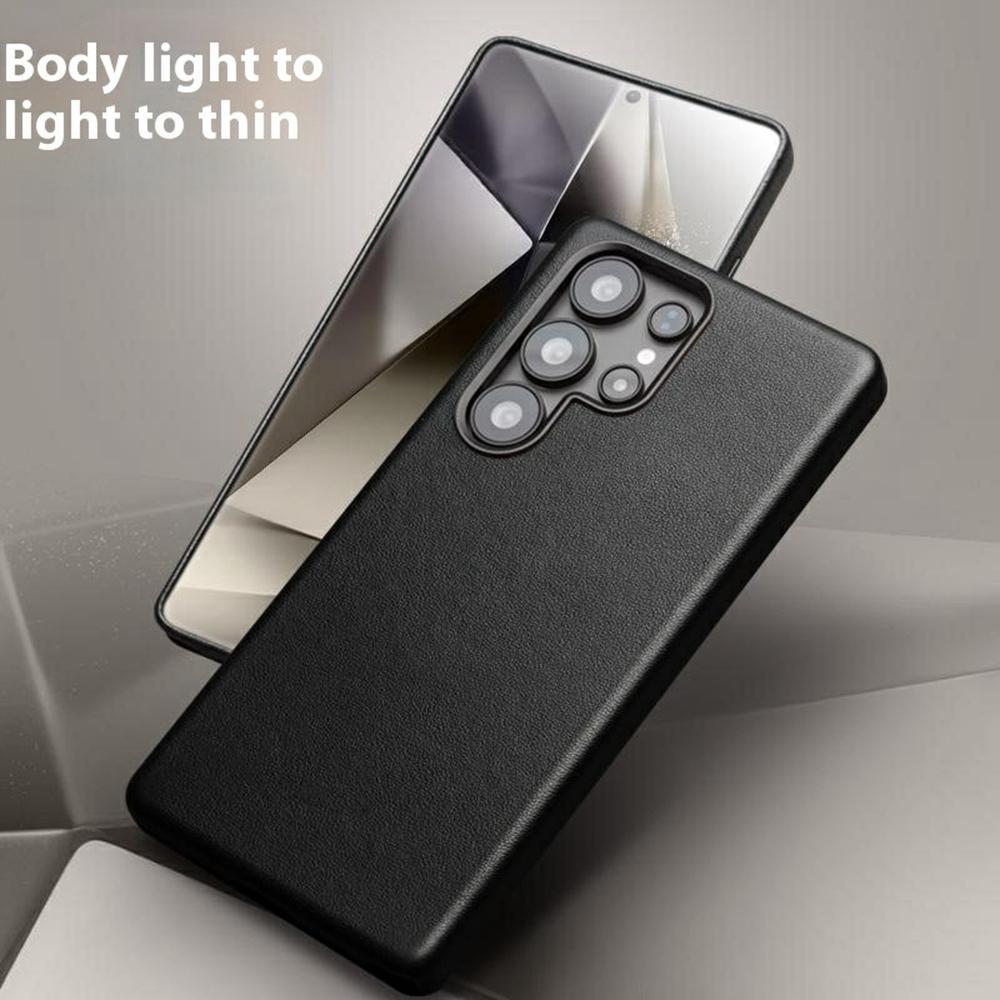 QIALINO For Samsung Galaxy S25 Ultra Magnetic Case Genuine Cow Leather PC Phone Back Cover