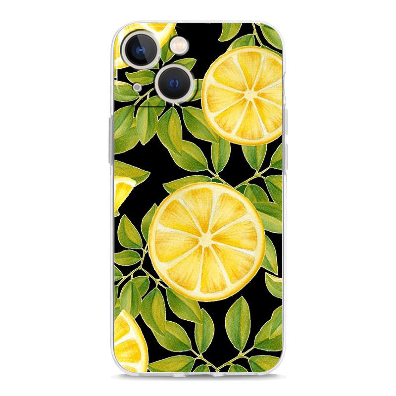 Mediterranean Lemon Luxury Transparent Soft Phone Case For iPhone 14 13 12 11 Pro Max XS X XR SE 7 8 Plus Shockproof Clear Cover