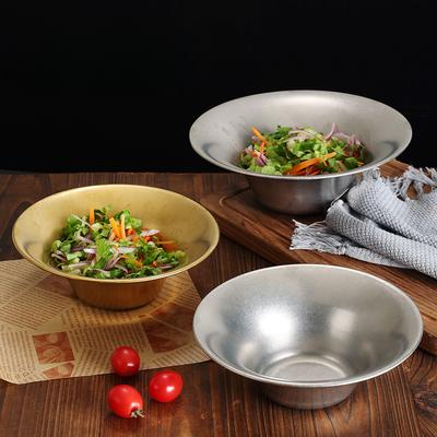 Nerezová salátová mísa ve stylu korejského retra, zlatá a stříbrná, talíř na špagety, domácnost, restaurace, kuchyňské doplňky, nádobí