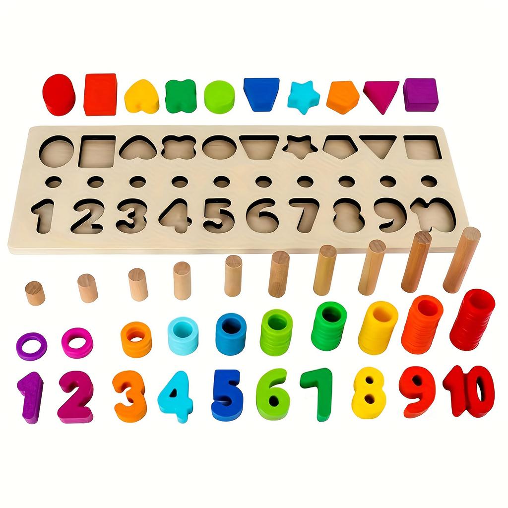 76pcs Deluxe Learning Toy Set - Shape Sorting, Math Stacking , And Puzzle Toys For Toddlers Perfect Gift For Preschool Education