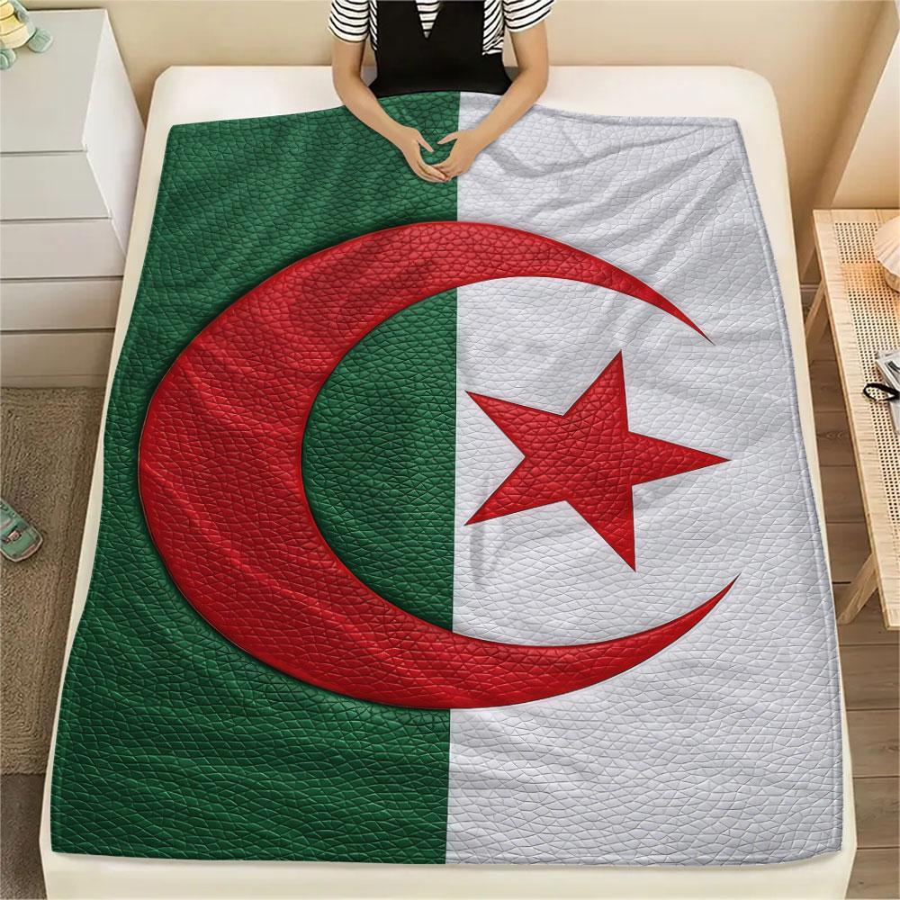 1PC Algeria National Football Team Patterned Flannel Blanket Suitable For All Seasons for Home Decor Warmth and Comfort Gifts Holiday Present