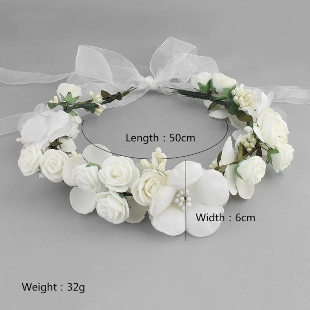 Sweet Seaside Jewelry Simulated Flower Wreath Handmade Lace Strap Bridal Wedding Headdress Headpieces Headwear Wreath