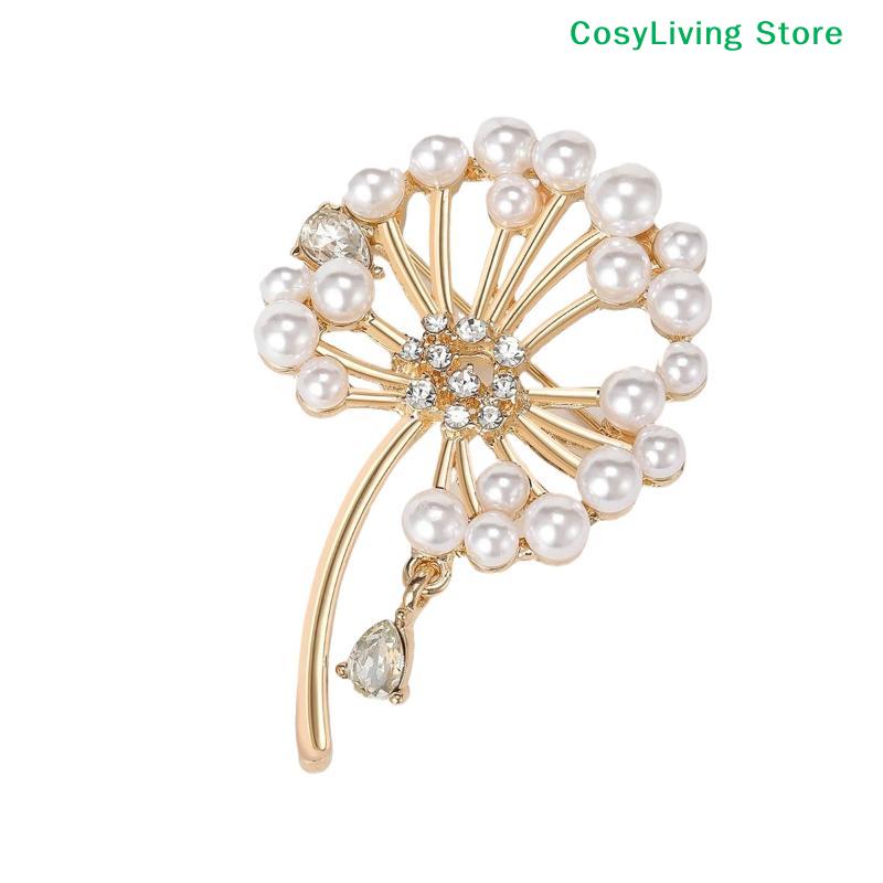 1Pc Rhinestone Dandelion Pins Women Pearl Plant Brooches Banquet Party Backpack Gifts Jewelry Accessories