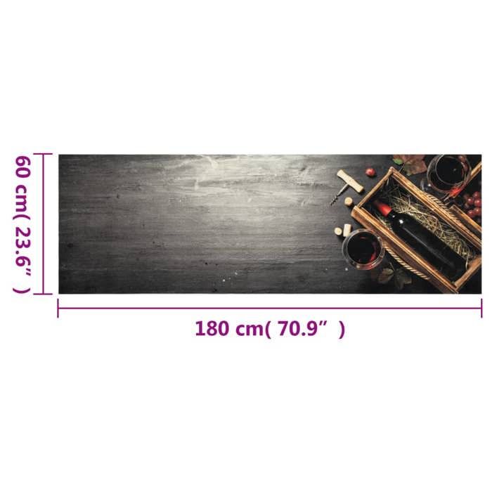 VidaXL Tapis de Cuisine Lavable Bouteille de Vin, Paillasson Antidérapant, Tapis de Sol, Tapis devant Évier, Moderne, 60x180 4005603