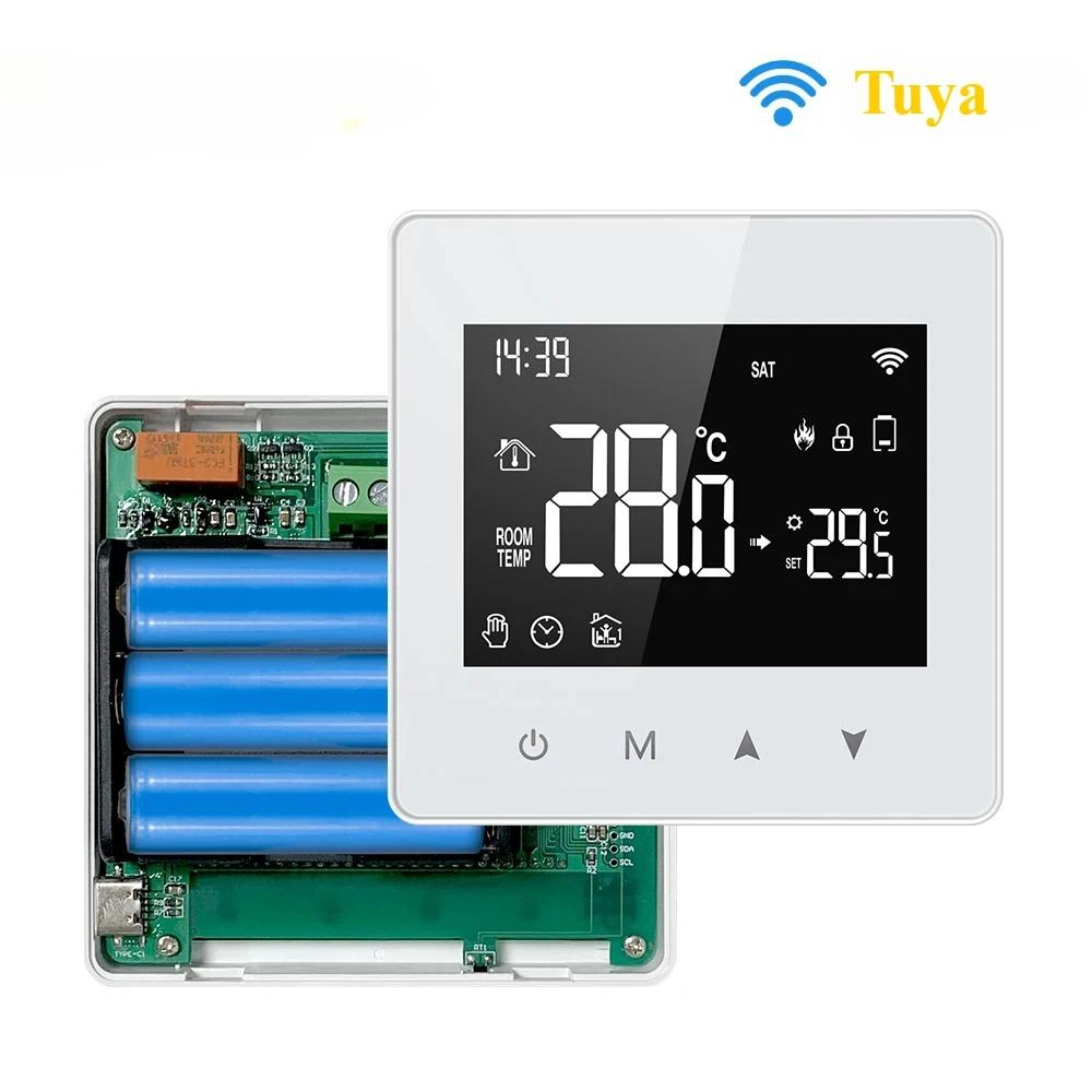 Smart WiFi Thermostat Battery Powered Tuya Compatible with Alexa and Google Home for Heating System of Gas and Water Boilers