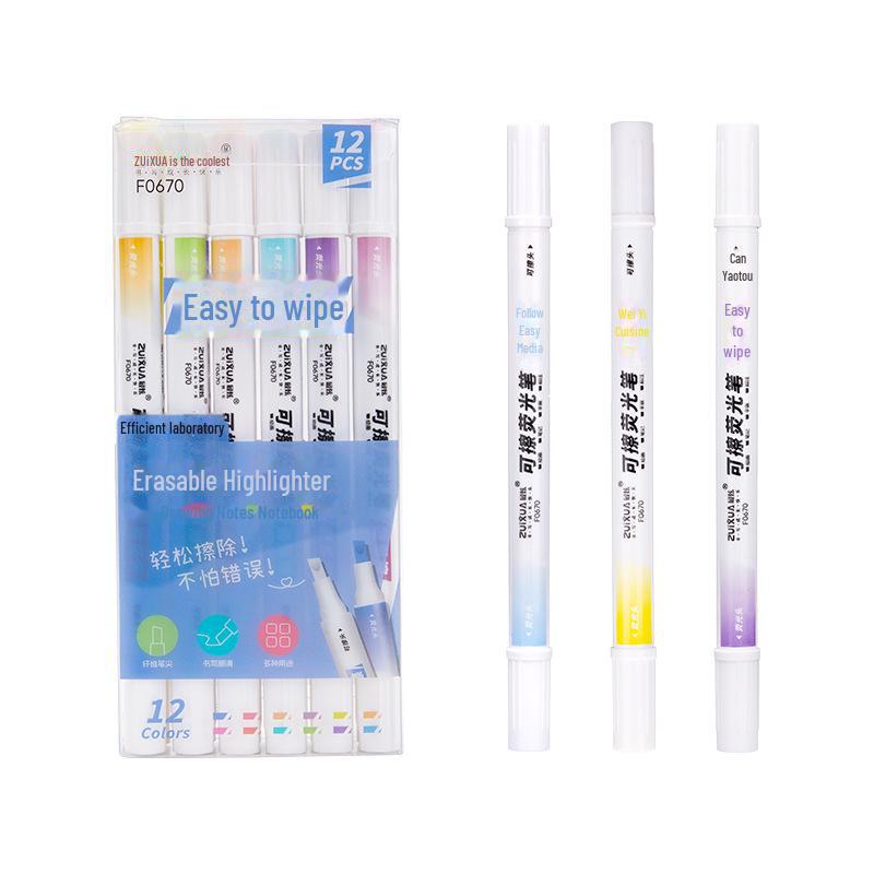 

12-цветные двухсторонние флуоресцентные ручки - стираемые граффити-маркеры для студентов Slant Tip