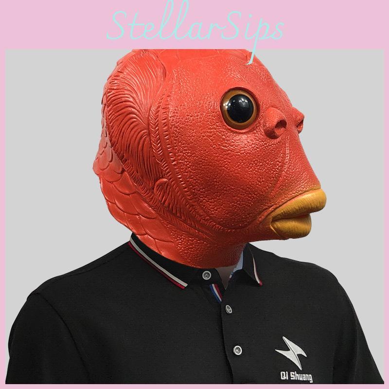 Maschera con Testa di Pesce Colorata Fantasiosa per Feste Divertenti e Celebrazioni Festive verde